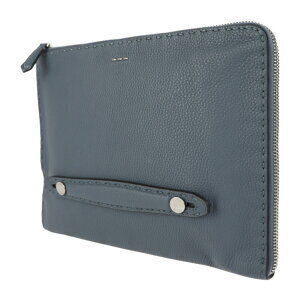 Fendi clutch gray handbag Selleria blue leather bag Shoulder